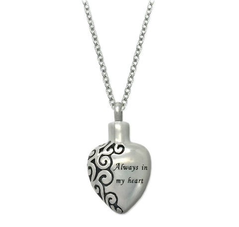 'Always in my Heart' Memorial Ashes Necklace Urn