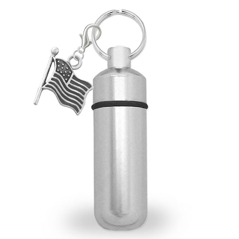 Veteran Ashes Holder Urn Vial for Funeral with American Flag Charm