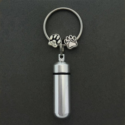 Pet Cremation Ashes Holder Urn Vial with Dog Mom & Paw Print Charms