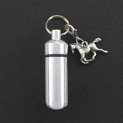 Horseback Riding Charm Ashes Holder Urn Vial with Equestrian Horse Charm