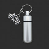 Mini Ashes Holder Urn Vial with Checkered Flag Racing Charm